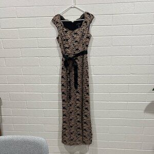 R&M Richards Black and Cream Lace Midi Dress. Sparkly.